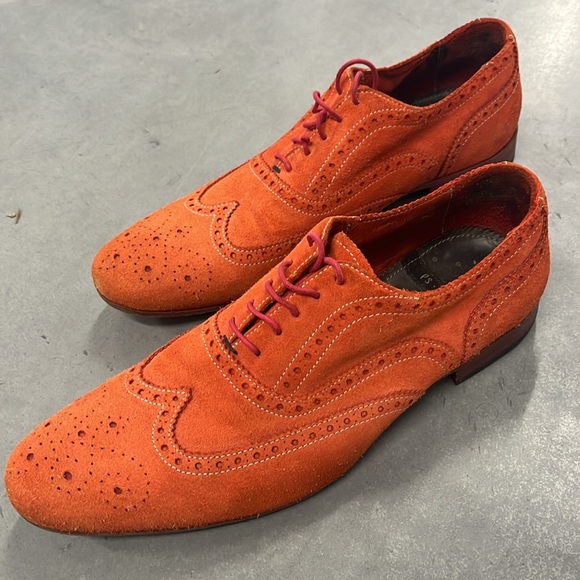 USED Paul Smith orange suede dip-dyed brogues Size 7 UK - Picture 1 of 16